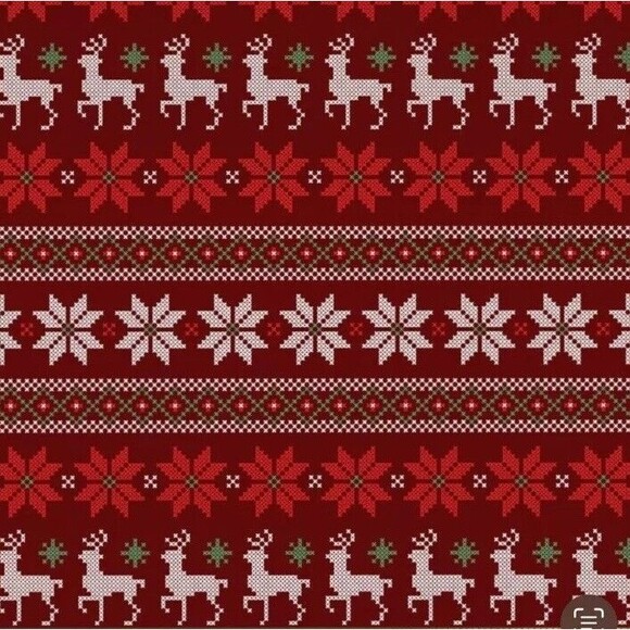 Reindeer Fabric Sweater Look Fabric Snowflake Cotton Fabric Xmas BTY - Picture 1 of 3